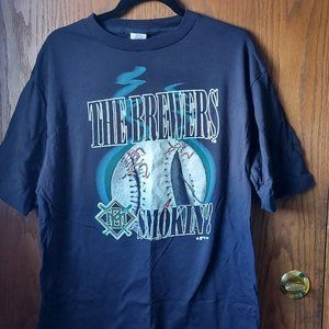 VINTAGE 1995 MLB THE BREWERS ARE SMOKIN! SINGLE STITCH T-SHIRT SIZE XL TALL
